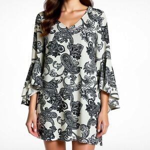 MSK Black and White Paisley Tunic